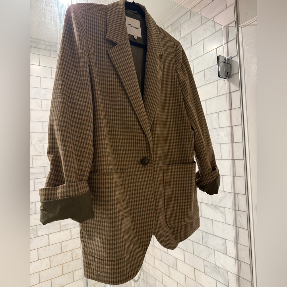 Madewell Houndstooth Women’s Blazer with Olive Lining